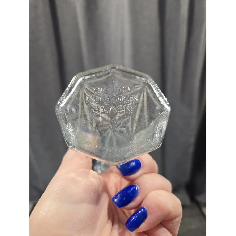 Vintage MCM Hoosier 4063-B Clear Cut Glass Small Bud Vase Starburst Pattern 6